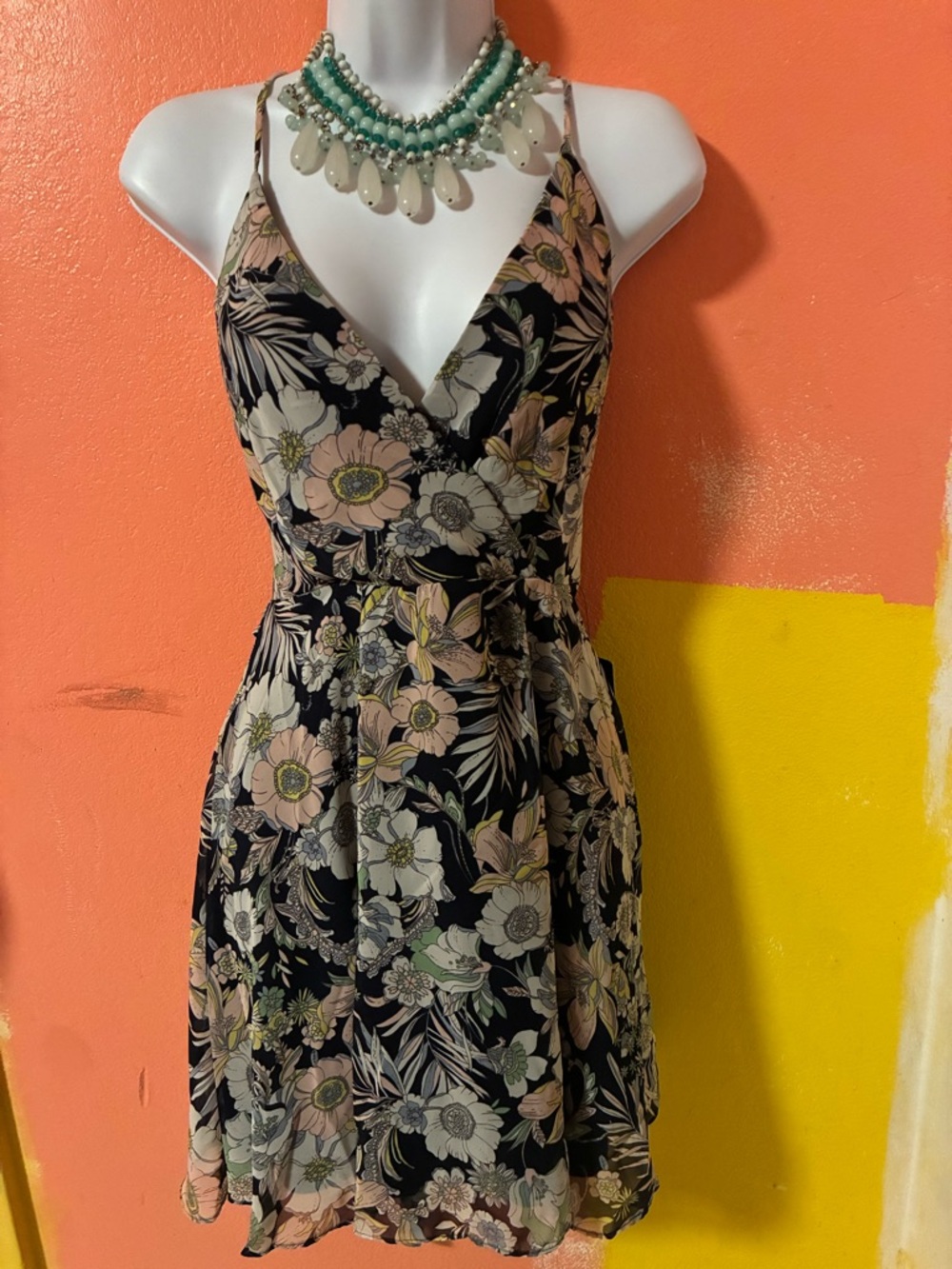 Sold
Navy Floral V-Neck Spaghetti Strap Mini Dress